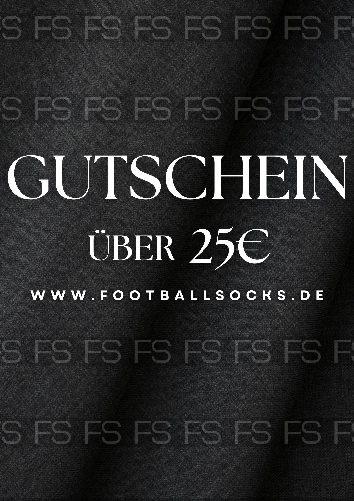 Bild vom Gutschein mit Schrift: Gutschein, über 25€ www.footballsox.shop