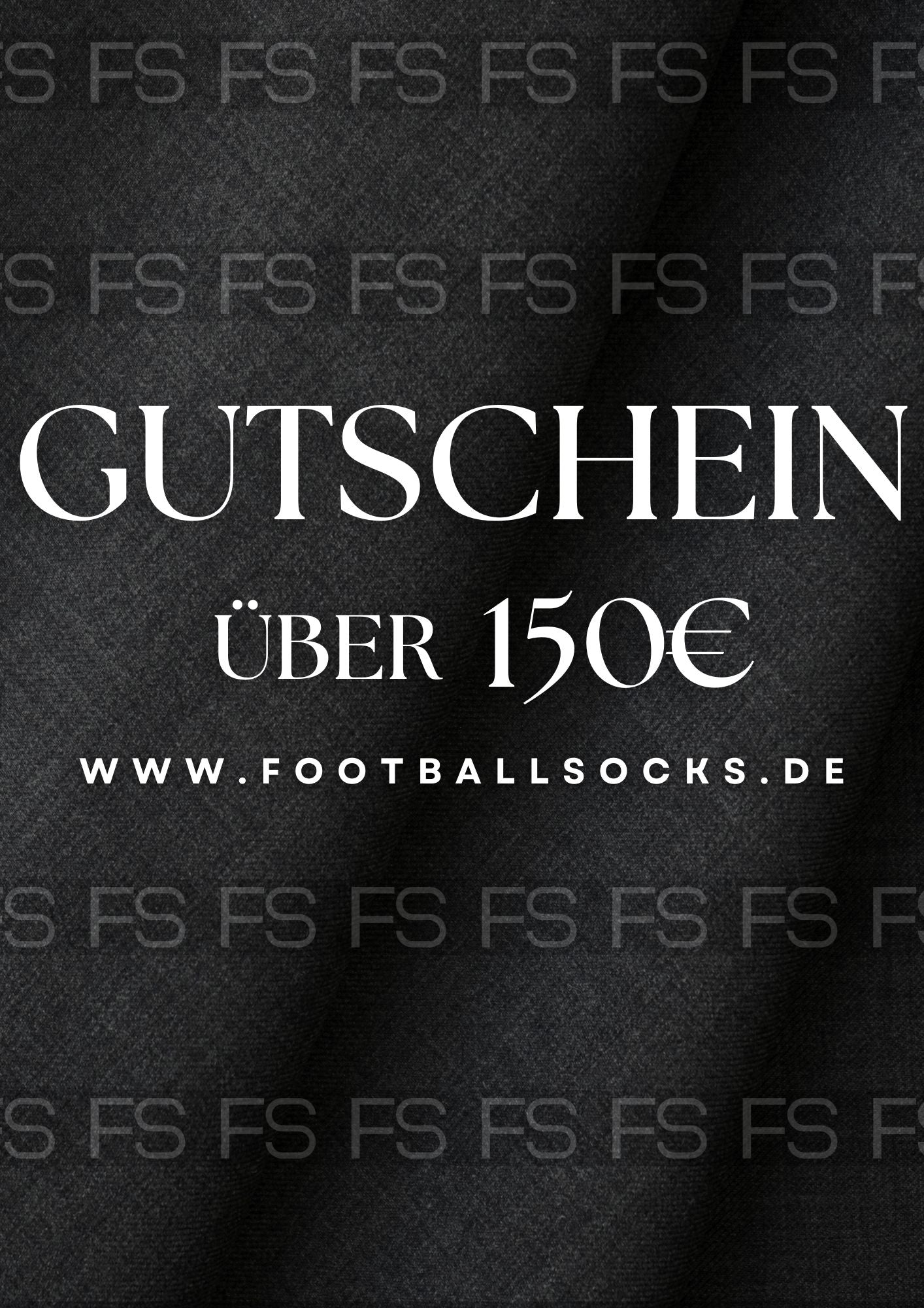 Bild vom Gutschein mit Schrift: Gutschein, über 150€ www.footballsox.shop